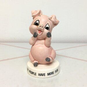 Vintage 1980 Norcrest Ceramic "Fat People Have More Fun" Pig Figurine